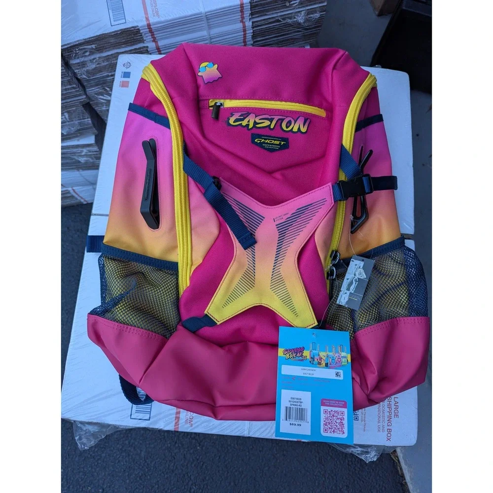 NWT Easton Ghost Spring Break Softball Backpack Pink Orange Helmet/Bat Carry